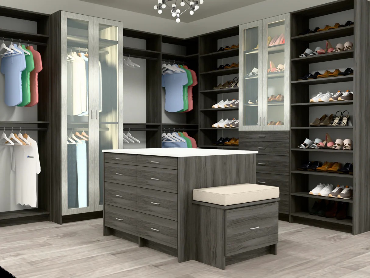Custom walk-in closet system