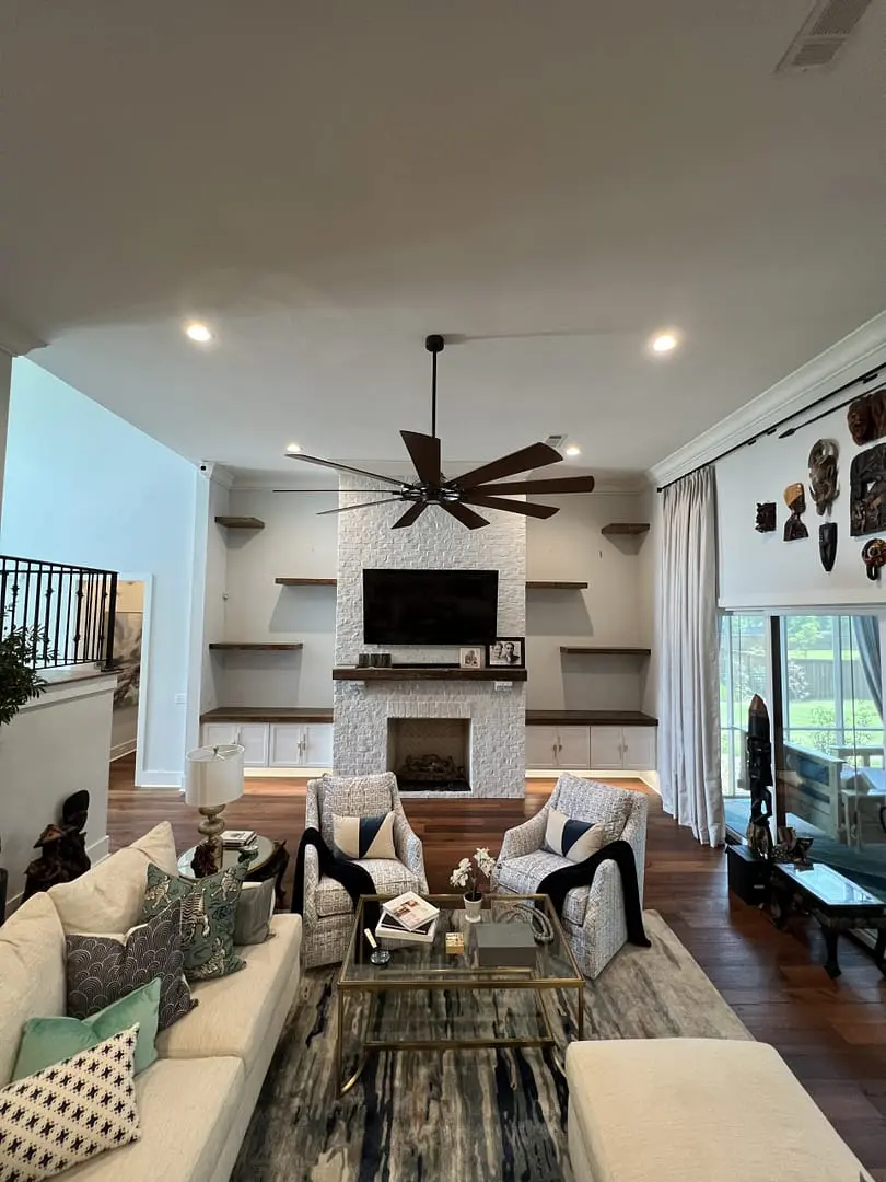 Fireplace built-ins with floating shelves